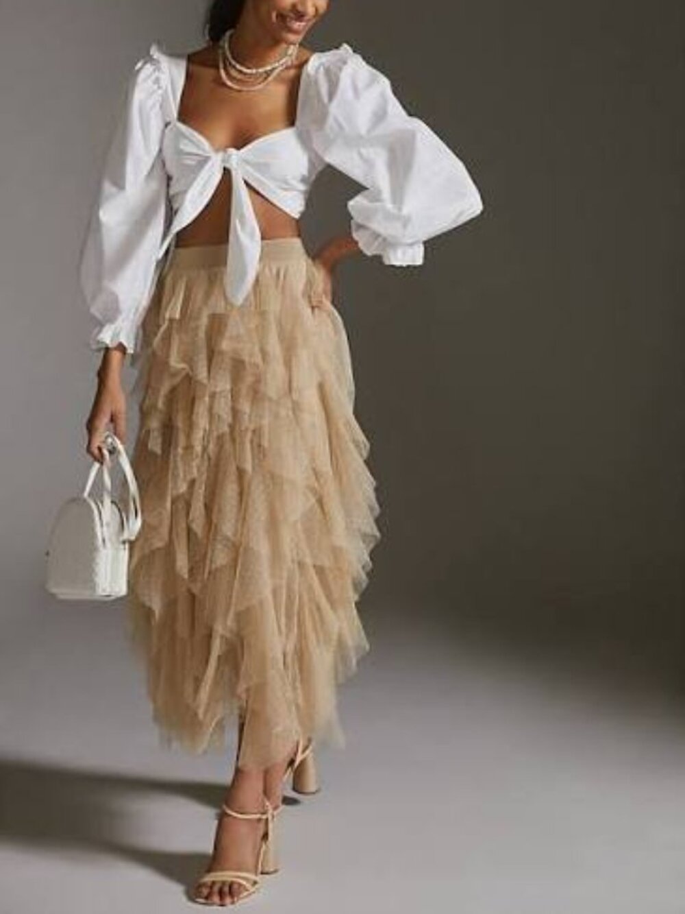 NWOT Cheri Ruffled Tulle Midi Skirt by Anthropologie